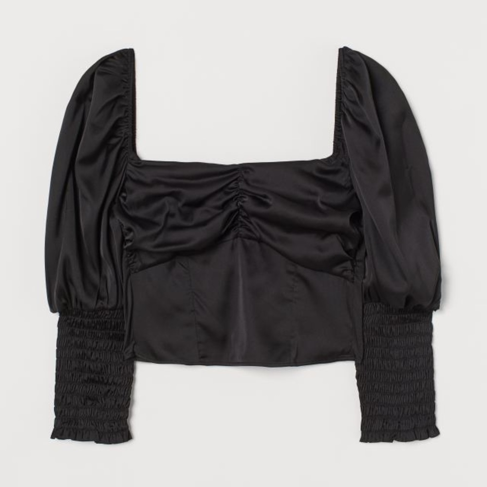 H&M Black Puff Sleeve Blouse